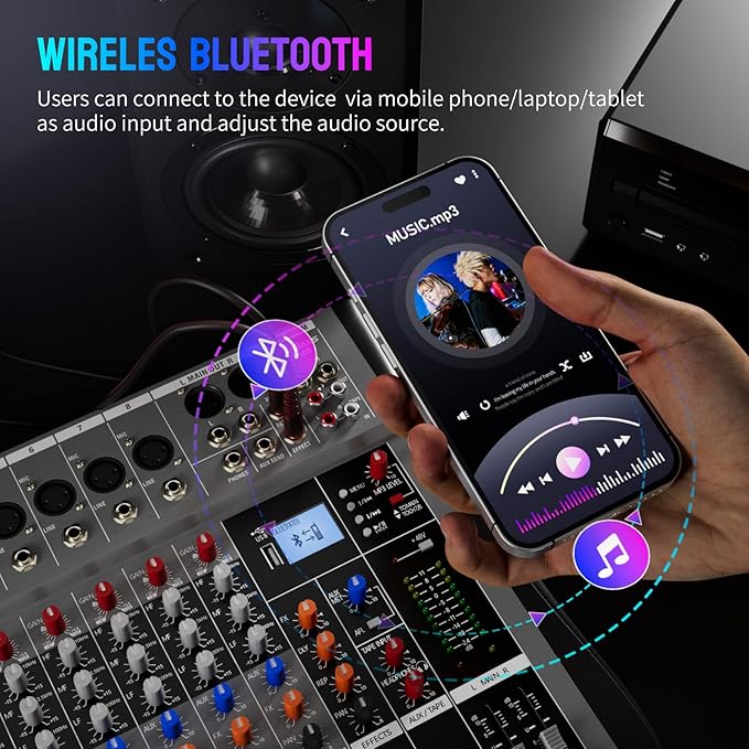 Professional DJ Audio Mixer, 12 Channel Audio Mixer, USB Interface, 12 XLR - Image 3