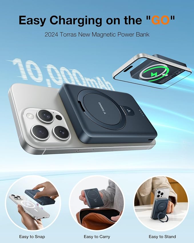 TORRAS 10000mAh Magnetic Portable Charger Power Bank - Image 2