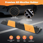 Rengue Rubber Speed Bumps 2-Pack 39.3'' Black Yellow Dual-Channel Driveway - Image 4