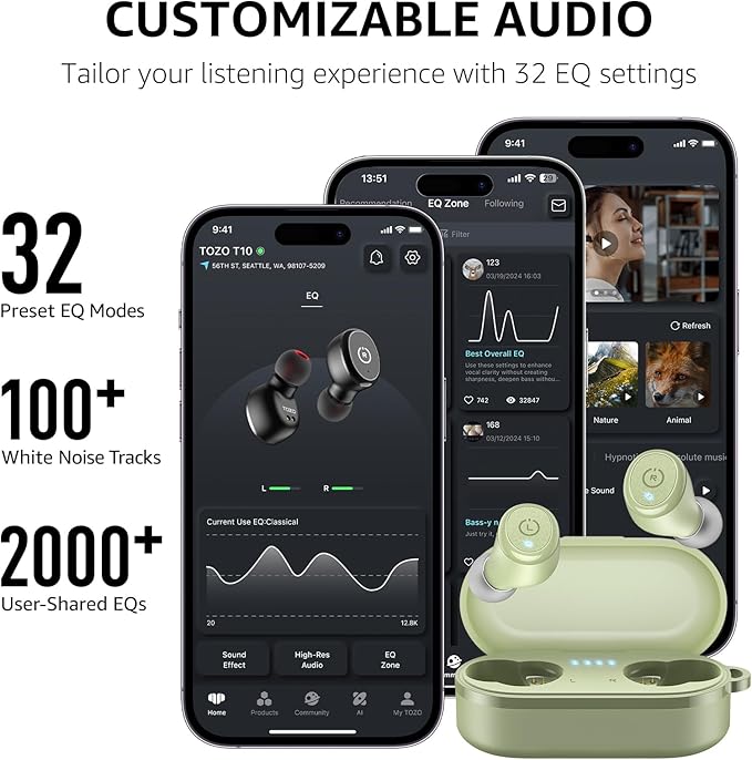 TOZO T10 Bluetooth 5.3 Wireless Earbuds, Deep Bass Stereo, 55H Playtime - Image 6