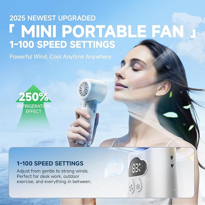 Portable Cooler Handheld Fan, 15000RPM 24H Max Cooling Time Highly Speed Hand - Image 2