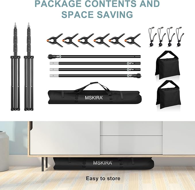 10.2x10Ft Heavy Duty Backdrop Stand, MSKIRA Adjustable Backdrop Support System - Image 8