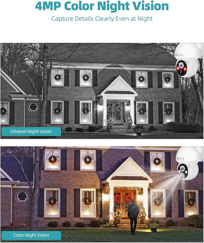 4MP PTZ Solar Security Camera Outdoor, Pan/Tilt/Zoom, PIR Detection, 2-Way Audio - Image 6