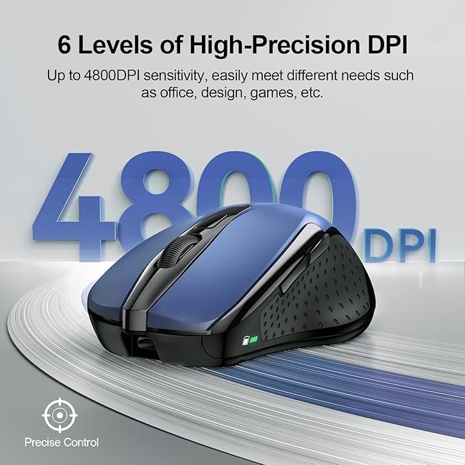 TECKNET Wireless Mouse Rechargeable 4800 DPI Silent USB A & Bluetooth Mouse 6 - Image 5