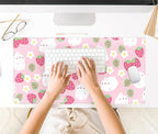 Pink Kawaii Desk Mat, Strawberry Field Desk Pad Large, Extended Mouse Pad Cute - Image 4