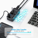 USB 3.0 Hub RSHTECH 4 Port Powered USB 3.0/USB C Hub Upgraded Version - Image 3