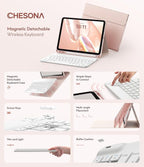 CHESONA Keyboard Case for iPad 11th/10th Generation, Detachable Wireless - Image 3