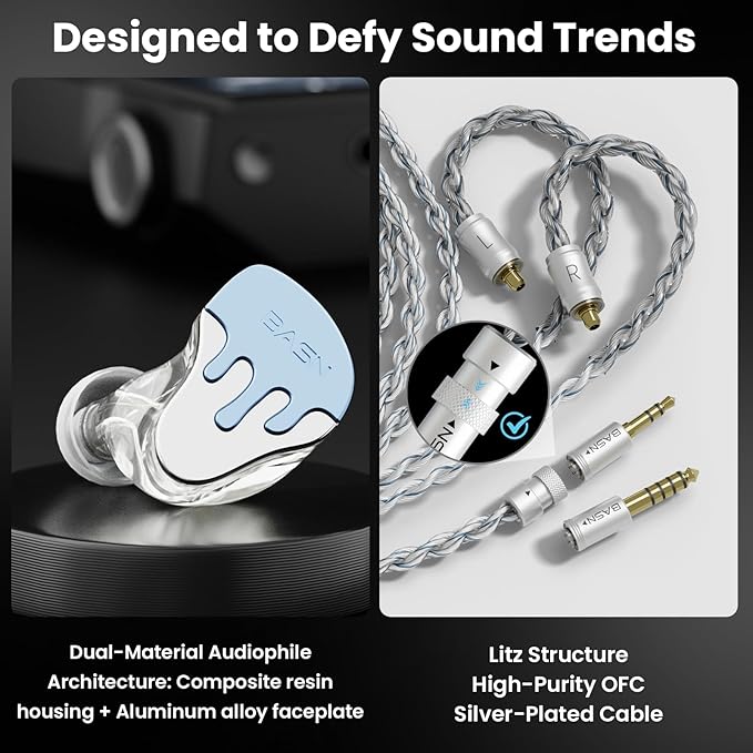 BASN BmasterX in Ear Audio Monitor, Hybrid 6 Drivers IEM Earphones - Image 3