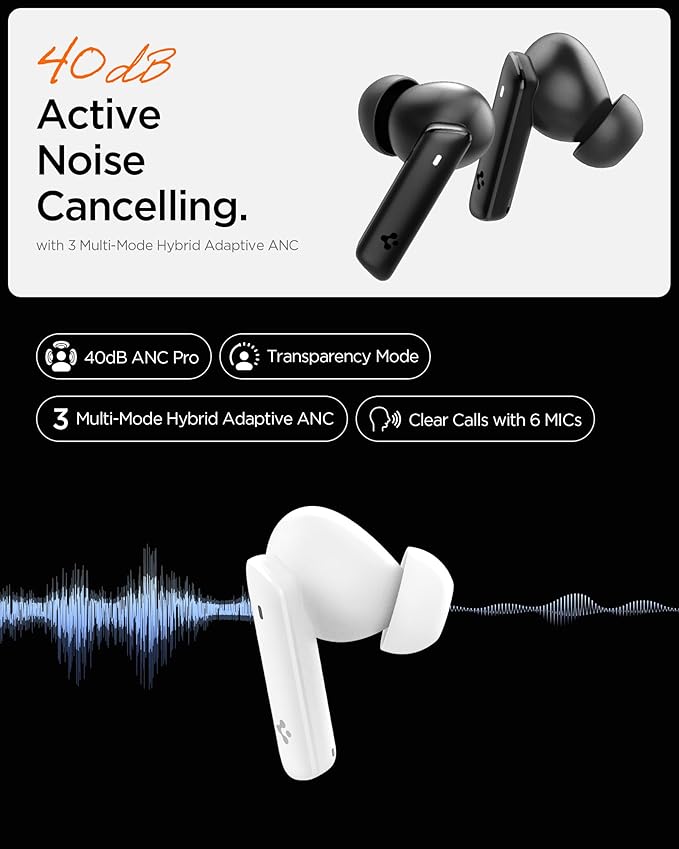 Spigen True Wireless Earbuds, Active Noise Cancellation Bluetooth Headphones - Image 2