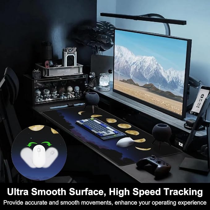 Mouse Pad, Large Moon Phase and Forest Desk Mat, Extended Non-Slip Gaming - Image 5