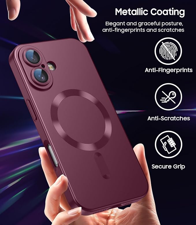 Magnetic for iPhone 16 Case Slim Soft Silicone Bumper Shockproof Metallic - Image 6