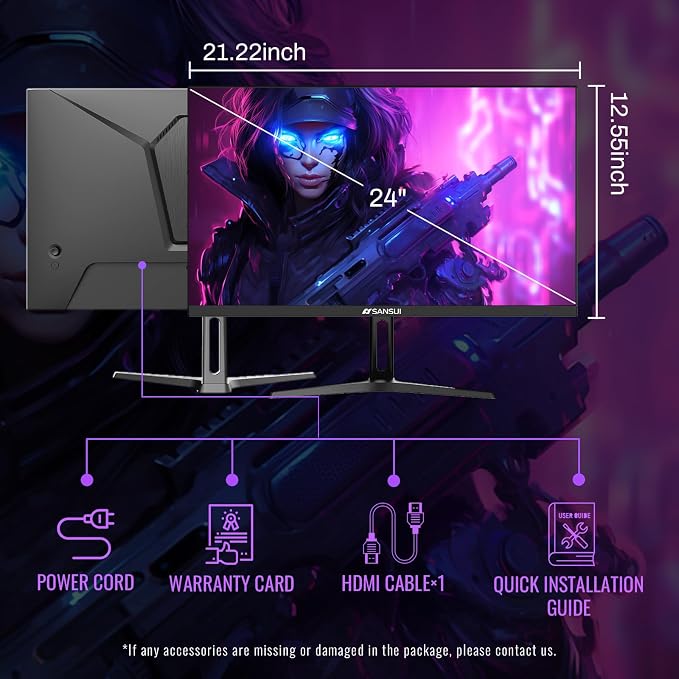 SANSUI 24 Inch Gaming Monitor 180Hz, Computer Monitor - Image 8