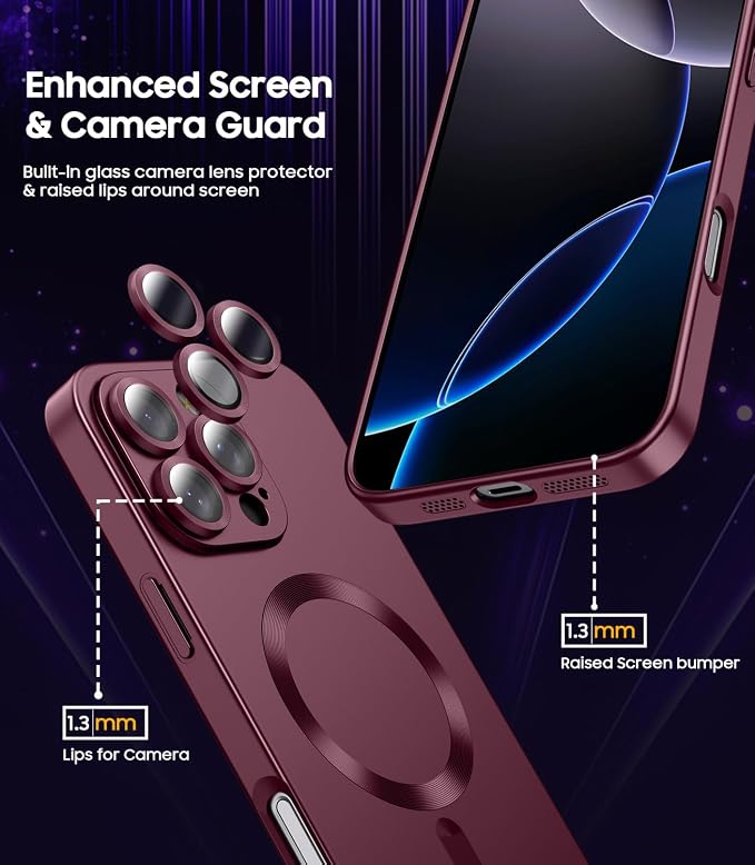 Magnetic for iPhone 16 Pro Case Slim Soft Silicone Bumper Shockproof Metallic - Image 4