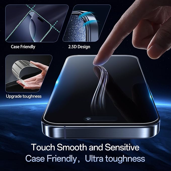 Screen Protector for iPhone 16 Pro, 3RD Colorless Anti-Blue Light Tempered - Image 6