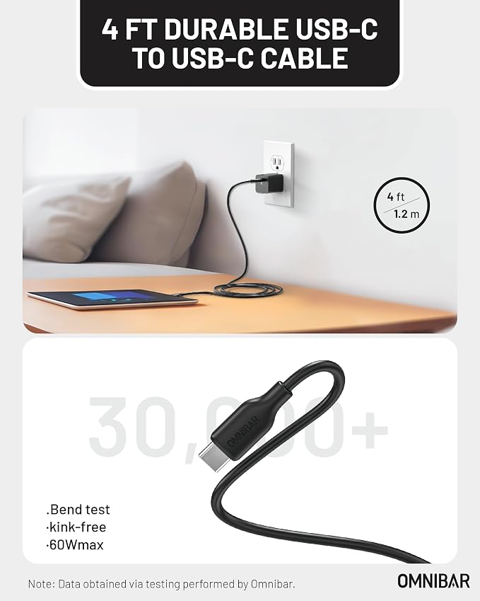 30W USB C Charger with 60W Type C Cable, GaN Fast Wall Charger Block, PD 3.0 - Image 5