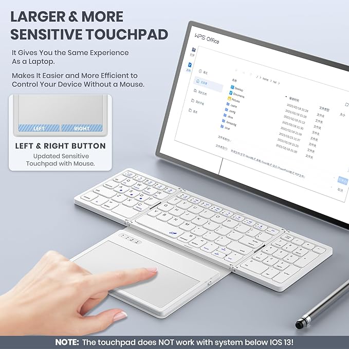 Foldable Bluetooth Keyboard, Portable Full Size Folding Keyboard - Image 2