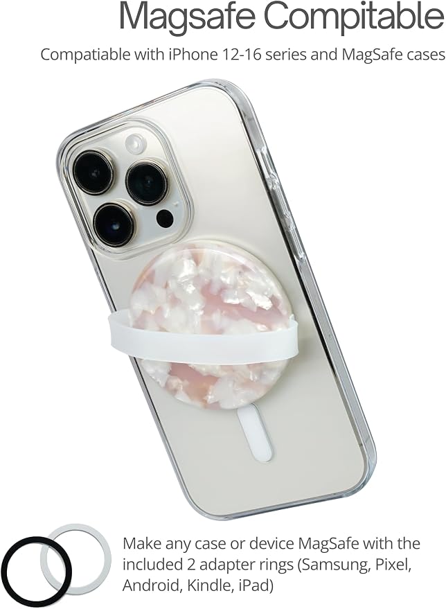 Heesch Magnetic Phone Grip for Back of Phone Light Pink Finger Strap for Phone - Image 2