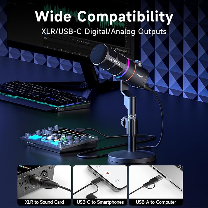 COMICA EJoy D10 USB Gaming Microphone – RGB Dynamic Mic - Image 2