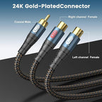 EMK RCA Splitter 1 Male to 2RCA Female Copper Shell Gold-Plated Y Adapter RCA - Image 2