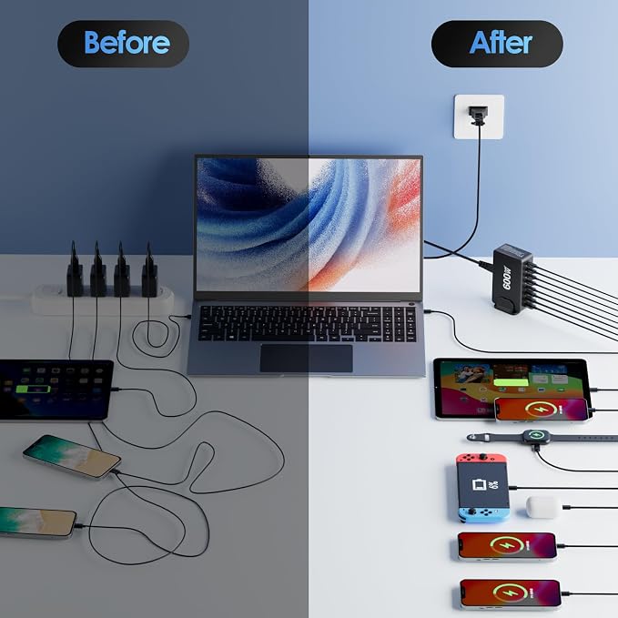 600W USB C Fast Charger Block, 8 Port Charging Station, GaN Ⅲ Multi Port - Image 7