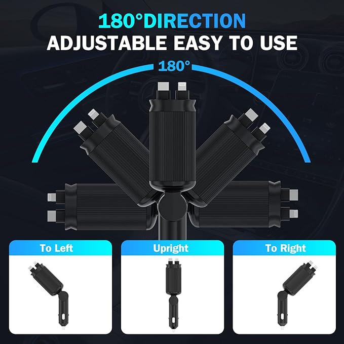 Car Charger with Starlight, 66W USB C Fast Car Charger Adapter, 4 in 1 - Image 5