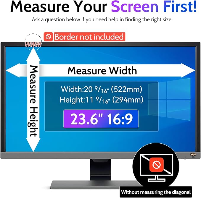 Privacy Screen for Computer Monitor 23.6 Inch 16:9 Aspect Ratio, Anti Blue - Image 6