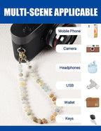 Handmade Natural Gemstone Crystal Beaded Charm Cell Phone Camera Lanyard - Image 3