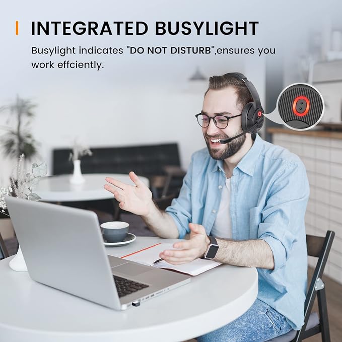 Bluetooth Headset for PC, Wireless Computer Headphone - Image 8