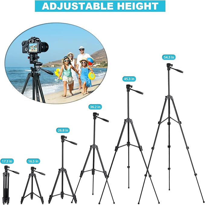 55" Phone Tripod, PHOPIK Aluminum Extendable Tripod Stand - Image 4