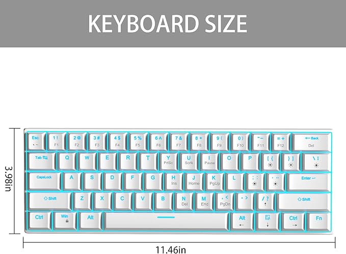 60% Mechanical Gaming Keyboard, Detachable Type-C Cable Mini Keyboard - Image 8