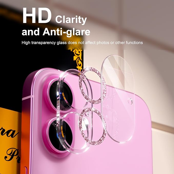 beuxece for 6 Pack iPhone 16 / iPhone 16 Plus Camera Lens Protector 9H Tempered - Image 7