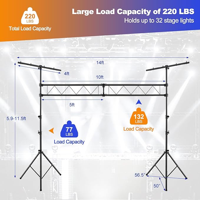 S AFSTAR DJ Light Stand, 14 FT Heavy Duty Metal Lighting Truss System - Image 3