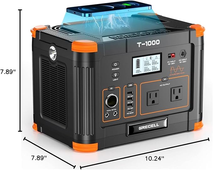 Portable Power Station 1000W, GRECELL 999Wh Solar Generator - Image 10
