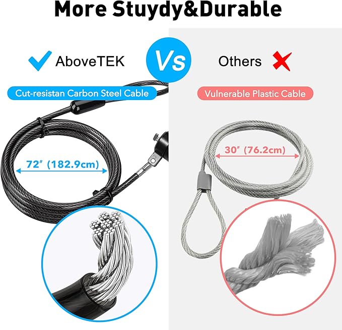 AboveTEK iPad Lock Security Cable w/Adhesive Plates, 6Ft Keyless 4 Digit - Image 3