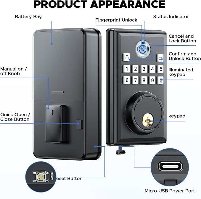 CAMCAMP Keyless Entry Door Lock, Fingerprint Door Lock - Image 9