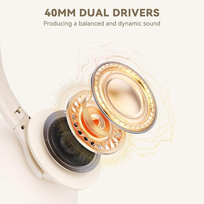 KVIDIO Bluetooth Headphones Over Ear, 65 Hours Wireless Headphones - Image 4