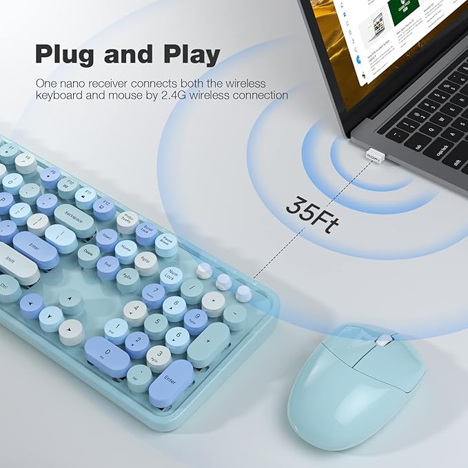 KNOWSQT Wireless Keyboard and Mouse Combo, USB Receiver Plug and Play, - Image 2