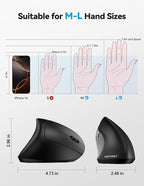TECKNET Ergonomic Mouse with Jiggler, 4800DPI Rechargeable Carpal Tunnel Mouse - Image 6