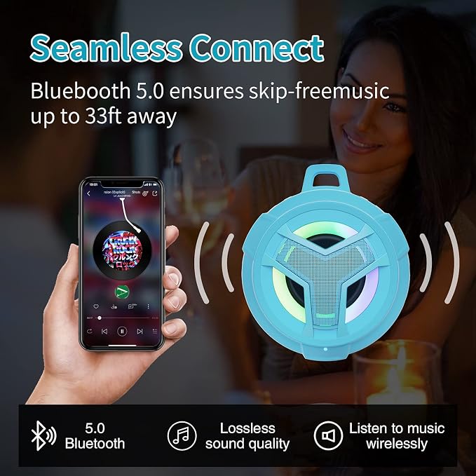 EBODA Waterproof Bluetooth Shower Speaker, IPX7 Floating Portable Wireless - Image 4