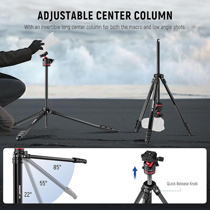 NEEWER Basics 66.5"/169 cm Travel Tripod - Image 4