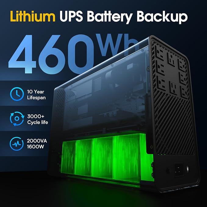 2000VA/1600W Pro Lithium UPS Battery Backup and Surge Protector, Backup Battery - Image 4