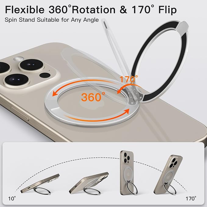 COOLQO 2Pcs 360 Spin Cell Grip Ring Phone Stand Magnetic Holders - Image 3