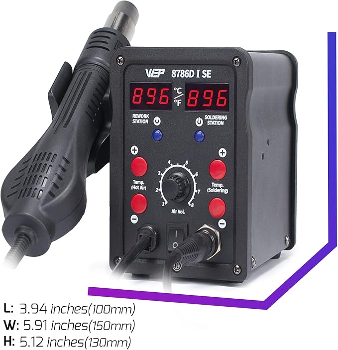 WEP 8786D-I SE Hot Air Soldering Iron Station Kit 2-IN-1 - Image 8