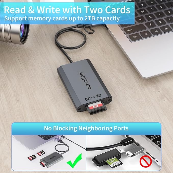 SD UHS-II Dual-Slot Card Reader .amalink Dual Slot USB C SD 4.0 Memory Card - Image 3