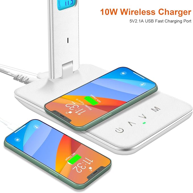 Desk Lamp with Wireless Charger，USB Charging Port, Dimmable Office Desk Light - Image 4