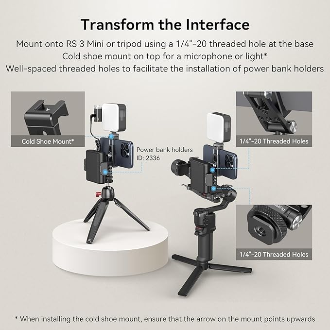 SMALLRIG Universal Phone Tripod Mount, Metal Cell Phone Mount - Image 8