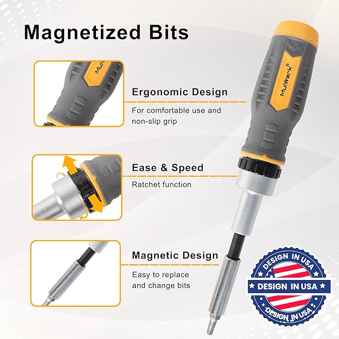 MULWARK Screwdriver Bit Set & Socket Kit, 77-Pieces Ratcheting Screwdriver Set - Image 4