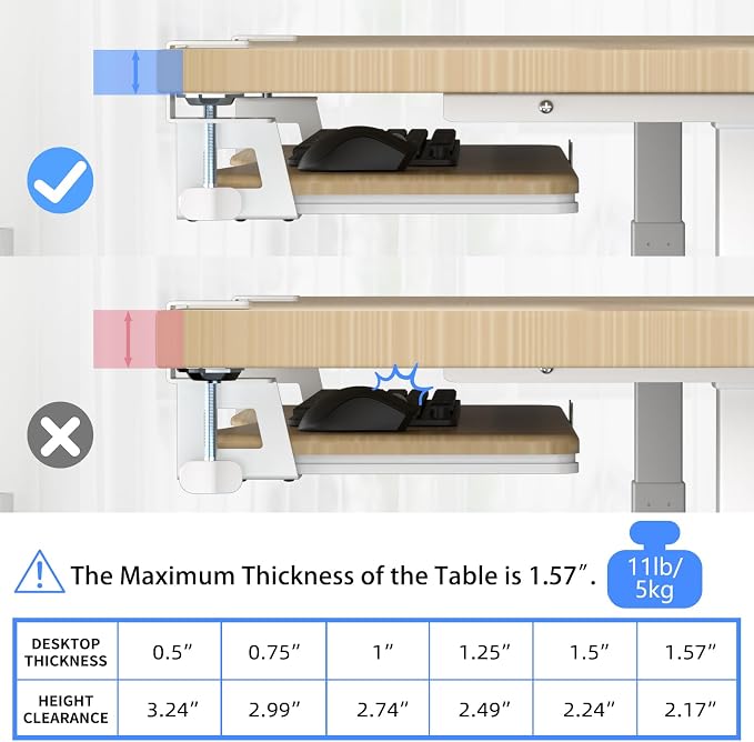 suptek Small Keyboard Tray Under Desk Pull Out - Image 7