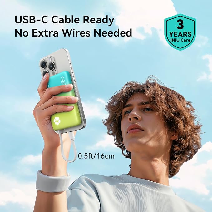 INIU PawGo Portable Charger, 45W PD 10000mAh Fast Charging Slim Power Bank - Image 3