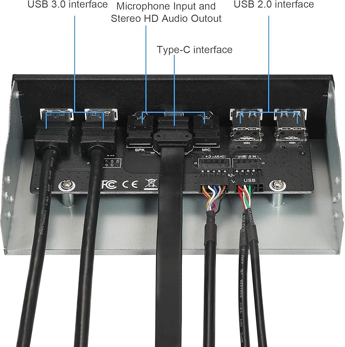 USB2.0 + 3.0 Metal Front, 5.25 inch 19Pin Front Panel Adapter, 4 USB 3.0 Port - Image 3